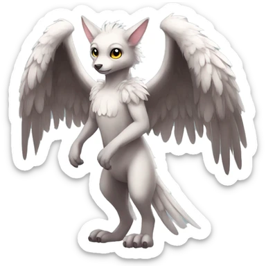 Anthro shy cute winged animal hybrid full body sticker