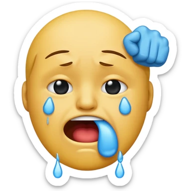 Crying emoji with fist in front of mouth sticker