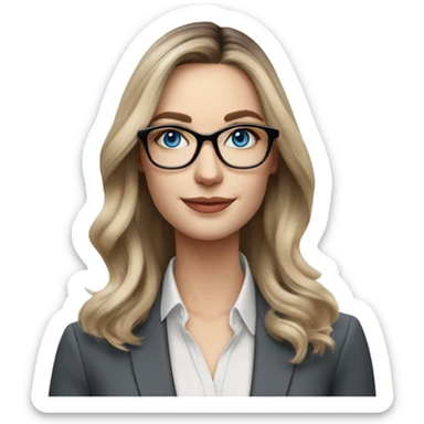Shoulder length Balayage pale beautiful corporate woman with glasses and blue eyes sticker