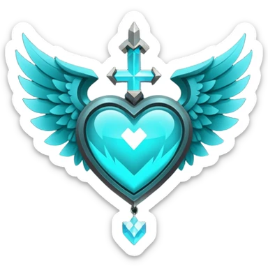 Dark Cyan Winged heart with minecraft warden soul sticker