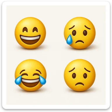 make four emojis on white background with good amount of shadow  sticker