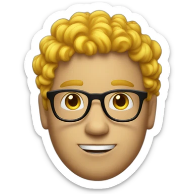 a-silly-boy-with-black-eyeglasses-and-curly-yellow-hair-on-top very less hair-and-white-skin sticker