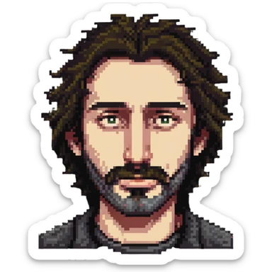 hairy man with a crooked nose sticker