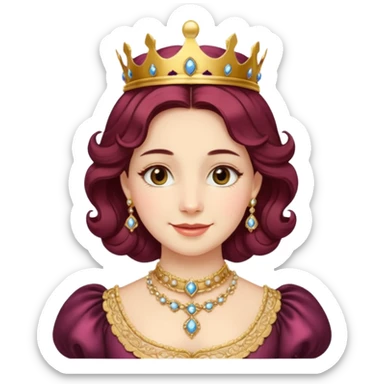 A younger Victorian queen with rosy cheeks, ornate jewelry, and gentle smile.
 sticker