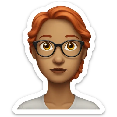 red hair woman nutritionist glasses doubts sticker