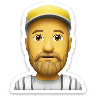 44 year old white bald male star wars fan with a beard wearing a hat with "SWT" on it in yellow.  sticker