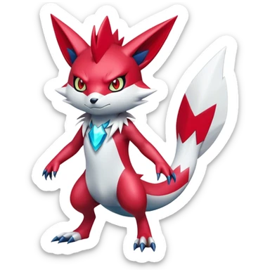 Cool Edgy Shiny Futuristic Ethereal Legendary Digimon-Sneasel-Zangoose-hybrid full body sticker