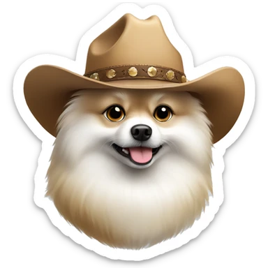 White Pomeranian with hat cowboy sticker