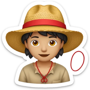 Fait moi cette emoji 🏴‍☠️ parfait maintenant rajoute un chapeau de paille avec un fil rouge c'est tout  sticker