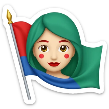 emoji de bandera gitana azul verde y círculo SOLO DE COLO ROJO en el centro  sticker
