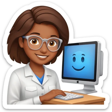 Girl programmer with computer sticker