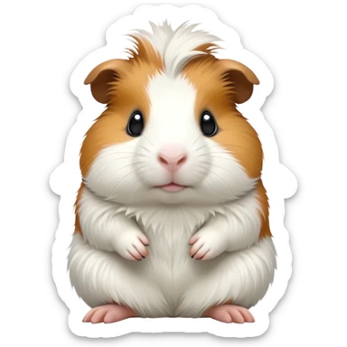 cinematic-[guinea pig]-realistic-full-body-sitting-emoji,-tiny-paws-tucked-close,-head-tilted-dramatically,-fluffy-[solid white]-fur,-simplified-yet-realistic-focused-features,-highly-detailed,-glowing-with-an-almost-sarcastic-glow sticker