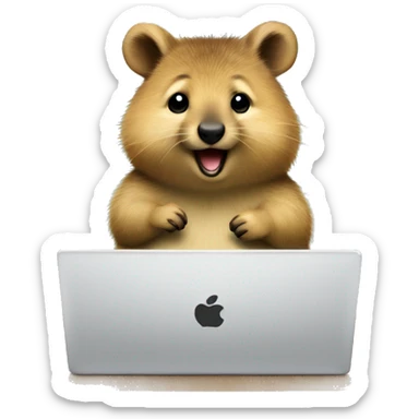 cute busy quokka with a labtop sticker