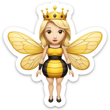 Full Body medium size Queen bee woman with  blonde hair and big nose sticker