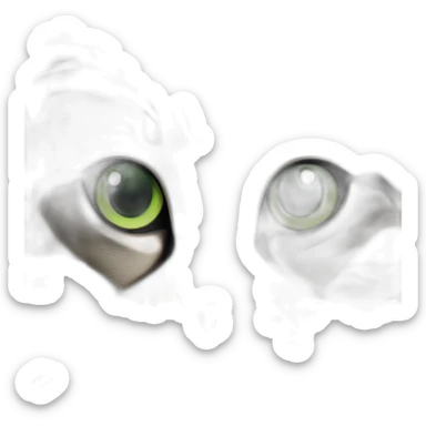 Dark Brown and white tabby cat with green eyes sticker