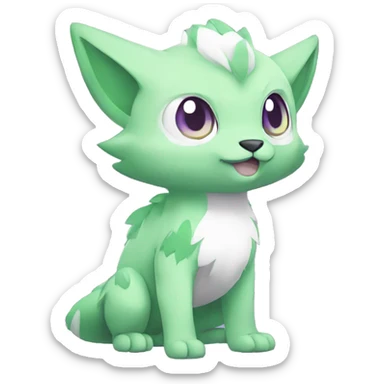 Cute cool green white purple animal hybrid Fakemon full body sticker