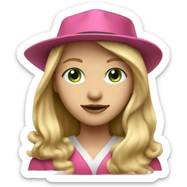 Blonde Long haired, green eyed, pink lip Student Girl with Student cap sticker