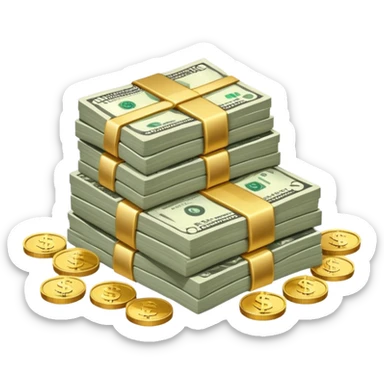 pile of money cash and coins sticker