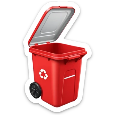Red trash can with opened lid sticker