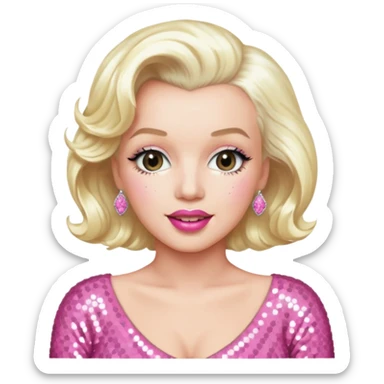 Marilyn Monroe with platinum blonde hair, pink sequin outfit sticker