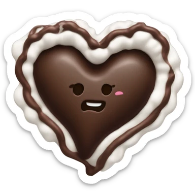 Dark chocolate heart emoji with whipped cream on top sticker