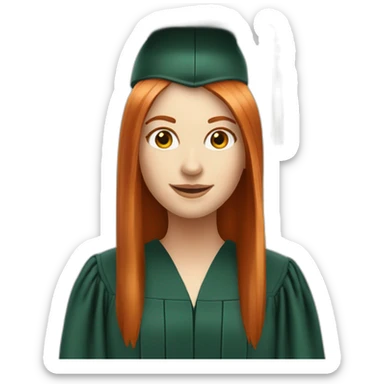 redhead white woman medium long straight hair, celebrating graduation sticker