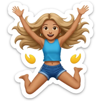 bungee jumping face in action with earrings and long hair flying away sticker