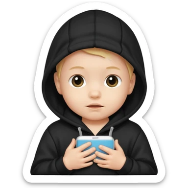 baby with black hoodie sticker