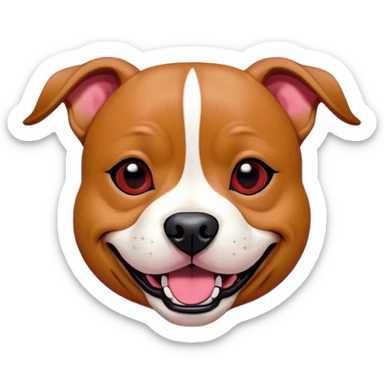 Cinematic Comical Red/Fawn Staffordshire Bull Terrier Portrait Emoji, Head tilted dramatically with an exaggeratedly amused expression, featuring a striking red/fawn Fur with bold white accents, wide, expressive dark eyes filled with playful disbelief, Simplified yet hilariously expressive features, highly detailed, glowing with a slightly sassy glow, high shine, dramatic yet playful, stylized with an air of cheeky mischief, bright and endearing, soft glowing outline, capturing the essence of a spirited and over-the-top guardian, so meme-worthy it feels like it could side-eye its way into internet fame instantly! sticker