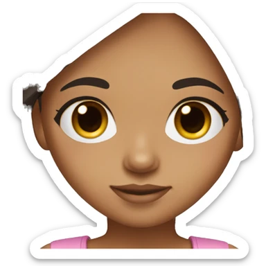 Little brown skin girl with black straight hair with brown eyes and lashes sticker