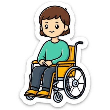 Brown haired son in a wheelchair  sticker