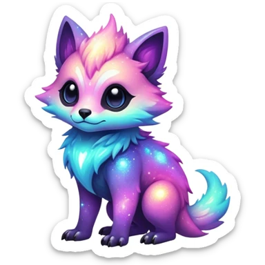 Epic Edgy Cute Colorful Vibrant Sparkly  Shiny Pastel Nebula Modern Vernid-Protogen-creature-animal, full body sticker