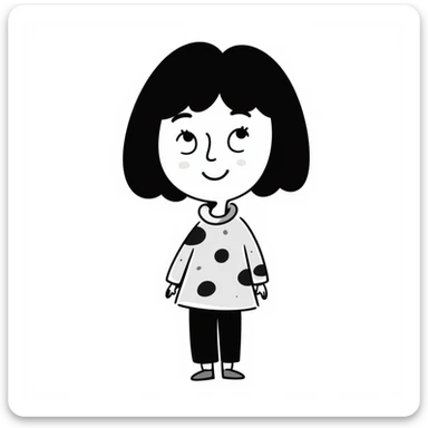 Cartoonish girl smiling with short hair sticker