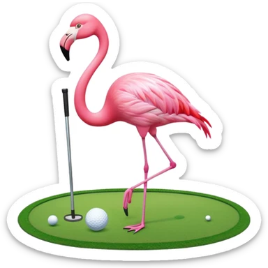 Fenicottero gioca a golf sticker