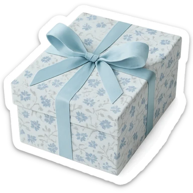 Elegant Rococo pale white blue ditsy floral gift box  , remove background sticker