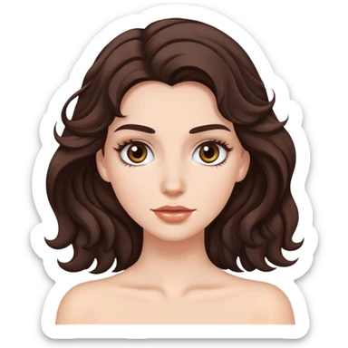 white female with wavy dark brown hair and long eyelashes  sticker
