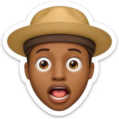 homme créole réunionnais  étonné  bouche ouverte avec chapeau sticker