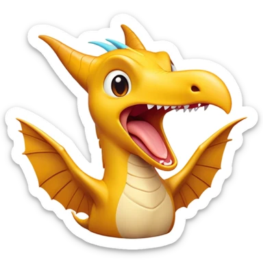 Cinematic Cute Yawning Pterodactyl Portrait Emoji, Head tilted slightly with a dramatic, wide-open yawn, showcasing a slender, gracefully curved body with softly drooping wings and sleepy, half-closed eyes, Simplified yet irresistibly cute features, highly detailed, glowing with a soft, cozy aerial glow, high shine, relaxed yet expressive, stylized with a dash of whimsical flight charm, soft glowing outline, capturing the essence of a drowsy yet affectionate Pterodactyl that appears ready to stretch and yawn its way out of the screen! sticker