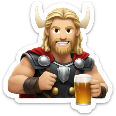 Thor having a pint  sticker