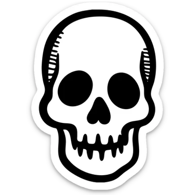 Human skull, sketchy style, front facing sticker