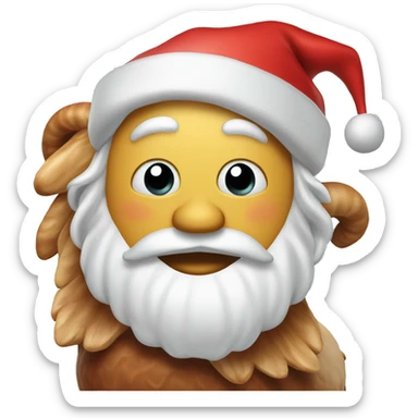 Santa with and over mouth giggling, sitting on turkey with eyes popping out sticker