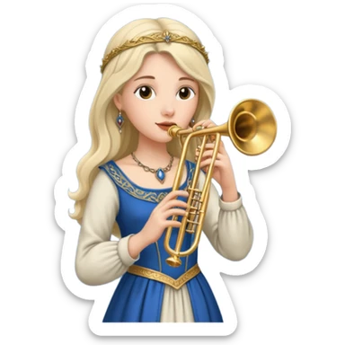 medieval female poet with a trumpet sticker