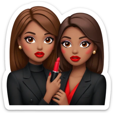 Boujy baddie best friends gossiping, trendy heavy makeup sticker