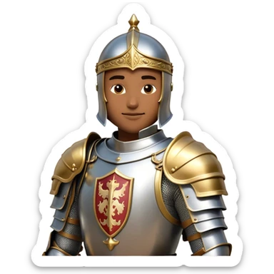 Clash of Clans aesthetic: Beautiful and Majestic Knight Portrait Emoji, Rendered in serene valor with a gentle, confident smile and regal bearing, showcasing a refined, elegantly armored form with polished heraldic accents and softly closed eyes in natural skin tone, Simplified yet exquisitely endearing features, highly detailed, glowing with a soft, majestic light, high shine, calm and heroic, stylized with an air of timeless chivalric grace, soft glowing outline, capturing the essence of a majestic knight whose noble spirit inspires epic quests! sticker