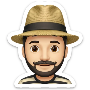 A happy fair skinned Colombian man with some facial hair wearing a black and beige stripped Colombian hat  sticker