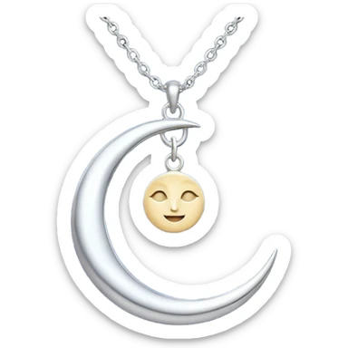 Moon charm in necklace – silver crescent moon
 sticker