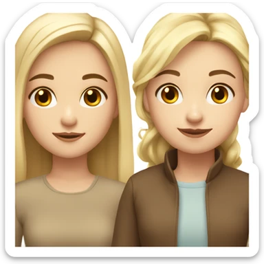 girl with brown hair next to girl with blonde hair very cutesie and demure sticker
