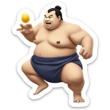 sumo wrestler juggling six eggs sticker