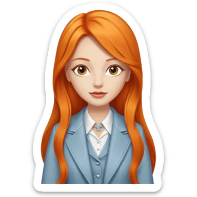 as un mujer de cabbelo anarangado con ropa bonita modelando en una pasarela pero que tenga cabello largo y que se vea la pasarela sticker