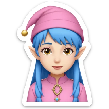 scouts girl elf in pink uniform and hat and blue hair sticker